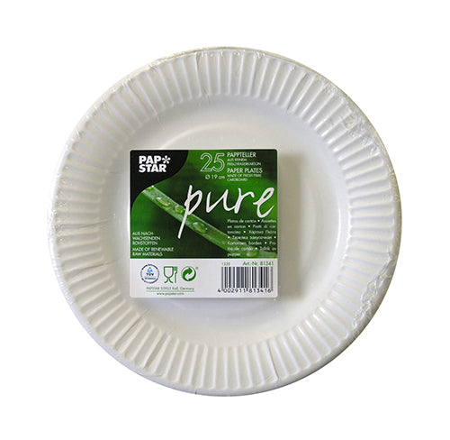 25 Teller, Pappe "pure" rund Ø 19 cm weiss