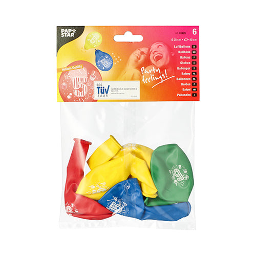 6 Zahlenluftballons Ø 25 cm farbig sortiert "5"
