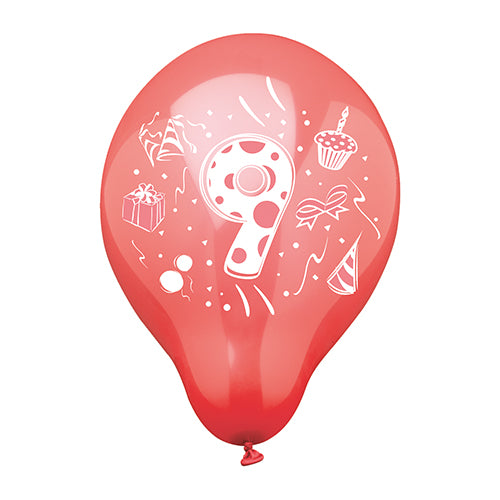 6 Zahlenluftballons Ø 25 cm farbig sortiert 