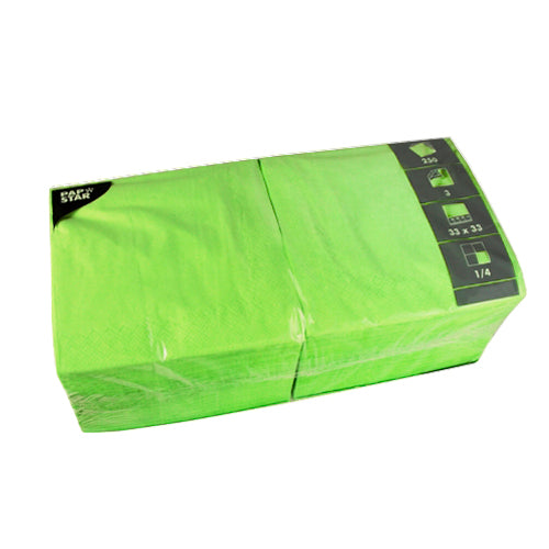 250 Servietten, 3-lagig 1/4-Falz 33 cm x 33 cm limonengrün