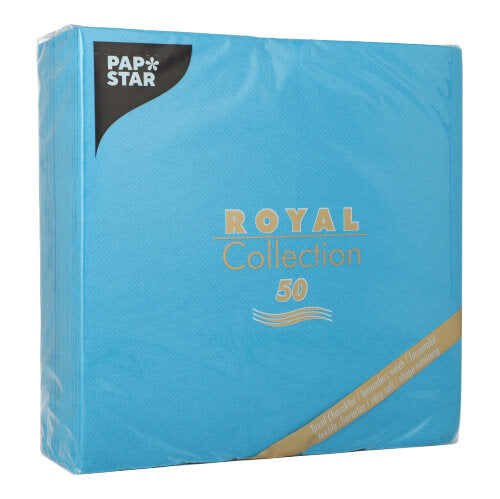 50 Servietten "ROYAL Collection" 1/4-Falz 40 cm x 40 cm türkis