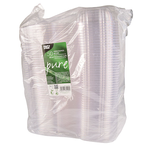 50 Feinkost- und Salatschalen mit Klappdeckeln, PLA "pure" 375 ml 4,8 cm x 16,1 cm x 13,2 cm
