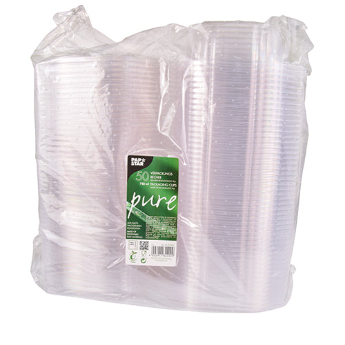 50 Feinkost- und Salatschalen mit Klappdeckeln, PLA "pure" 750 ml 6,6 cm x 20,5 cm x 16,8 cm