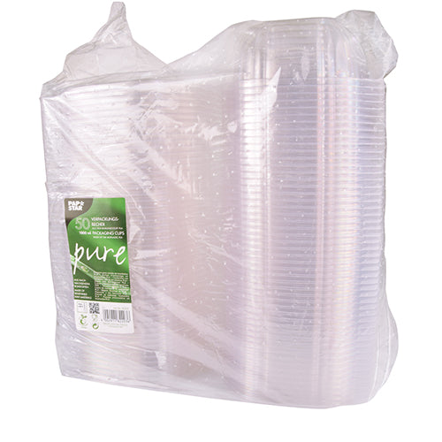 50 Feinkost- und Salatschalen mit Klappdeckeln, PLA "pure" 1 l 7,6 cm x 20,5 cm x 16,8 cm glasklar
