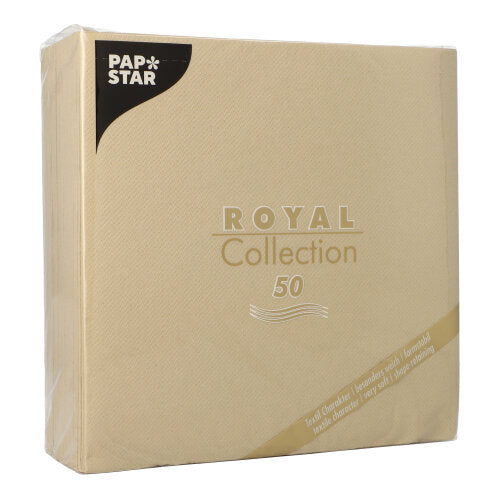 50 Servietten "ROYAL Collection" 1/4-Falz 40 cm x 40 cm sand