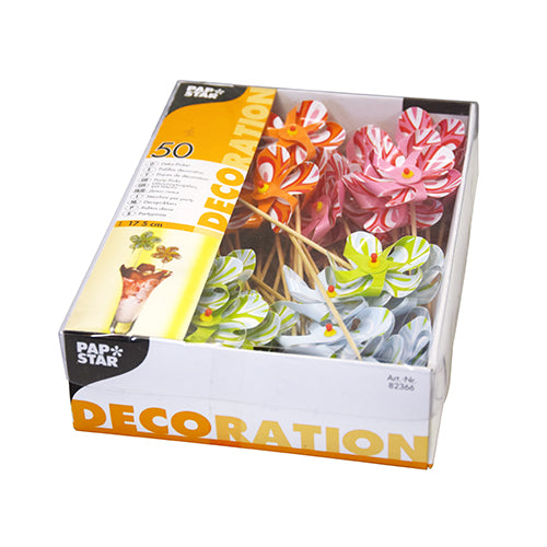 50 Deko-Picker 17,5 cm farbig sortiert "Windmühle"