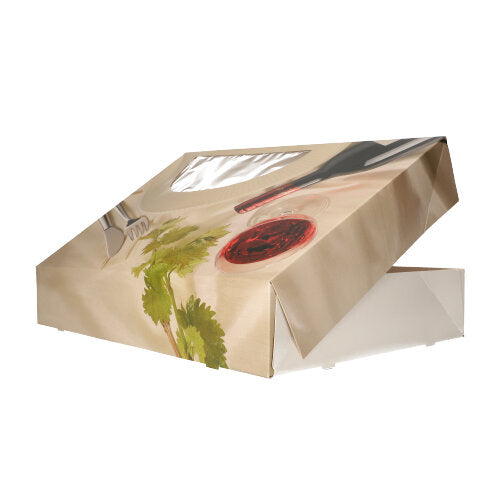 5 Transport- und Catering-Kartons 8 cm x 31,5 cm x 46,2 cm "Burgund" mit Sichtfenster, einteilig