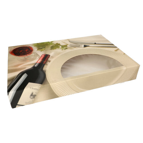 5 Transport- und Catering-Kartons 8 cm x 37,5 cm x 55,5 cm "Burgund" mit Sichtfenster, zweiteilig