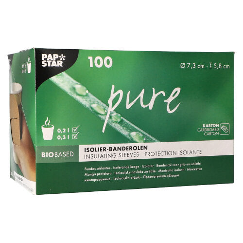 100 Banderolen für Heißgetränkebecher "pure" Ø 7,3 cm · 5,8 cm braun