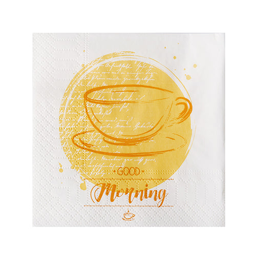 200 Servietten, 3-lagig 1/4-Falz 24 cm x 24 cm "Good Morning"
