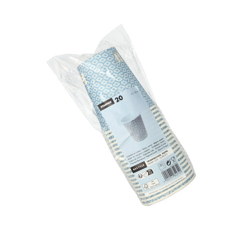 20 Trinkbecher, Pappe "To Go" 0,2 l Ø 8 cm · 9,1 cm "Blå droppen"