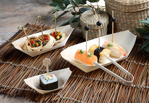 50 Fingerfood - Schalen, Holz "pure" 11 cm x 6,5 cm "Schiffchen"