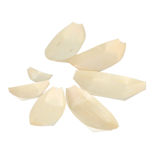50 Fingerfood - Schalen, Holz "pure" 14 cm x 8,2 cm "Schiffchen"