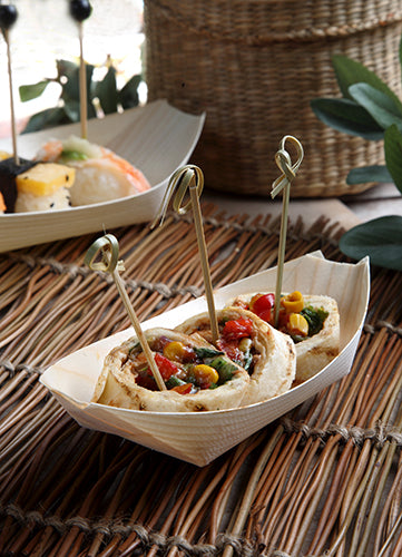 50 Fingerfood - Schalen, Holz "pure" 16,5 cm x 8,5 cm "Schiffchen"