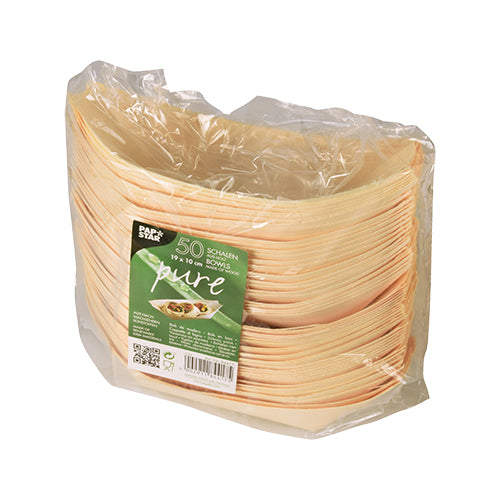 50 Fingerfood - Schalen, Holz "pure" 19 cm x 10 cm "Schiffchen"