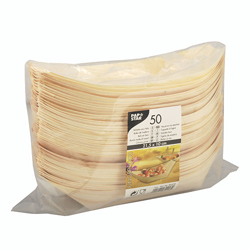 50 Fingerfood - Schalen, Holz "pure" 21,5 cm x 10 cm "Schiffchen"