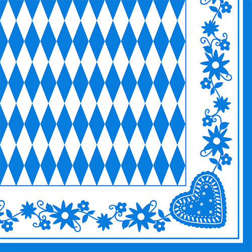 50 Servietten, 3-lagig 1/4-Falz 40 cm x 40 cm "Bayrisch Blau"