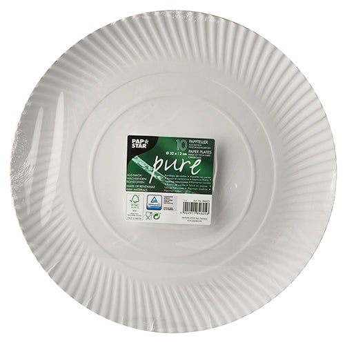 10 Teller, Pappe "pure" rund Ø 32 cm · 2 cm weiss