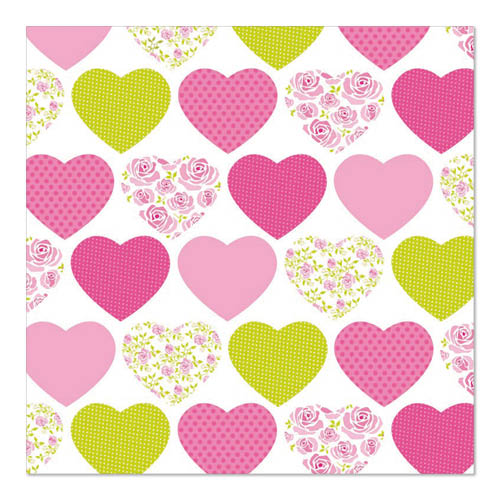 20 Servietten, 3-lagig 1/4-Falz 33 cm x 33 cm "Sweetheart"