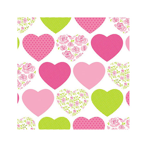 20 Servietten, 3-lagig 1/4-Falz 25 cm x 25 cm "Sweetheart"