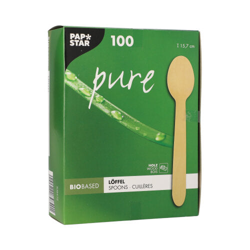 100 Löffel, Holz "pure" 15,7 cm