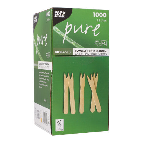 1000 Pommes-Frites-Gabeln, Holz "pure" 8,5 cm
