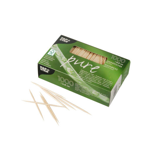 1000 Zahnstocher, Holz "pure" rund 6,8 cm