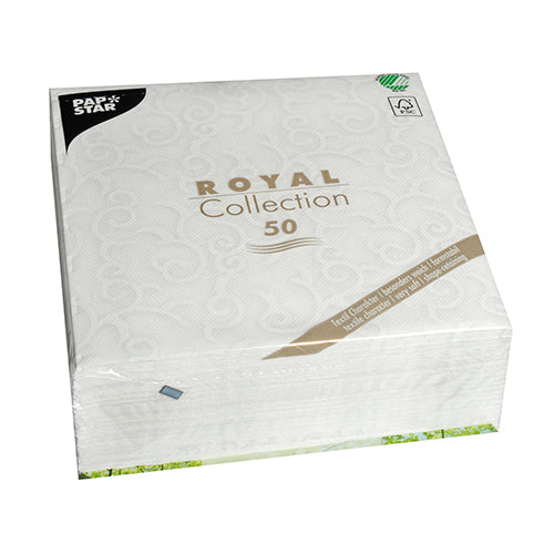 50 Servietten "ROYAL Collection" 1/4-Falz 40 cm x 40 cm weiss "Casali"