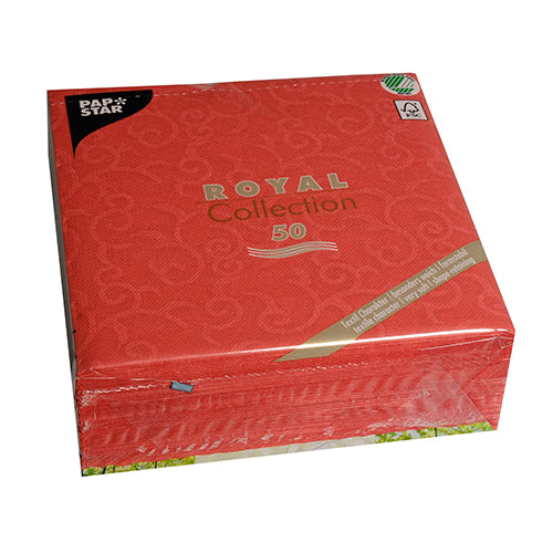 50 Servietten "ROYAL Collection" 1/4-Falz 40 cm x 40 cm rot "Casali"