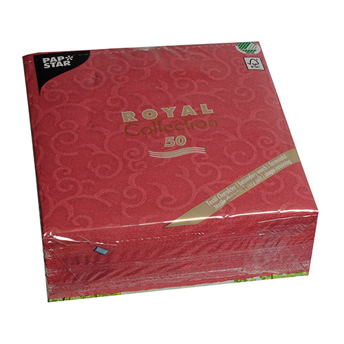 50 Servietten "ROYAL Collection" 1/4-Falz 40 cm x 40 cm bordeaux "Casali"