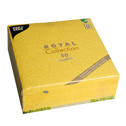 50 Servietten "ROYAL Collection" 1/4-Falz 40 cm x 40 cm gelb "Casali"