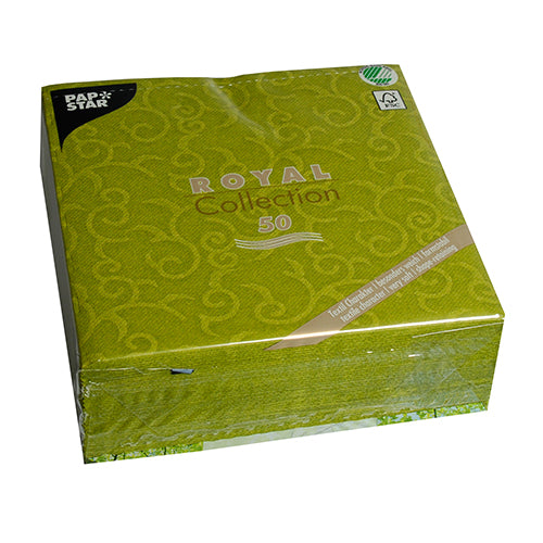 50 Servietten "ROYAL Collection" 1/4-Falz 40 cm x 40 cm olivgrün "Casali"