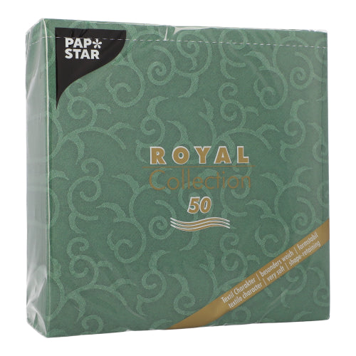 50 Servietten "ROYAL Collection" 1/4-Falz 40 cm x 40 cm dunkelgrün "Casali"