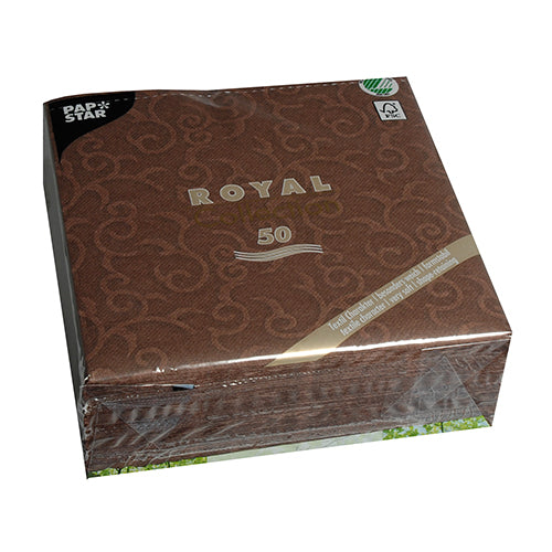 50 Servietten "ROYAL Collection" 1/4-Falz 40 cm x 40 cm braun "Casali"