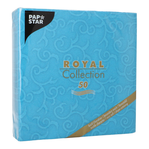 50 Servietten "ROYAL Collection" 1/4-Falz 40 cm x 40 cm türkis "Casali"