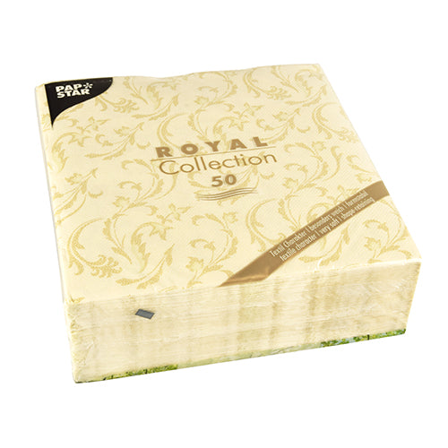 50 Servietten "ROYAL Collection" 1/4-Falz 40 cm x 40 cm champagner "Damascato"
