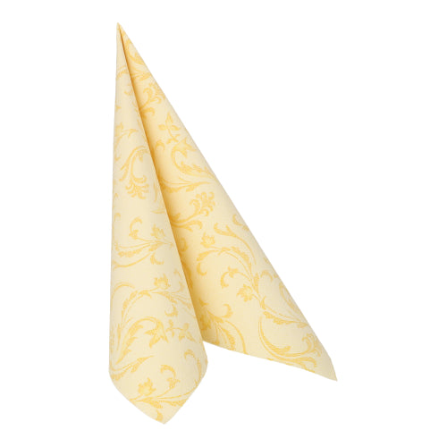 50 Servietten "ROYAL Collection" 1/4-Falz 40 cm x 40 cm gelb "Damascato"
