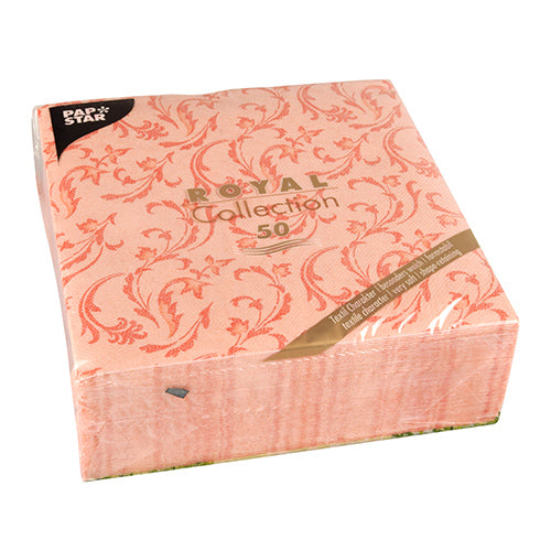 50 Servietten "ROYAL Collection" 1/4-Falz 40 cm x 40 cm nektarine "Damascato"