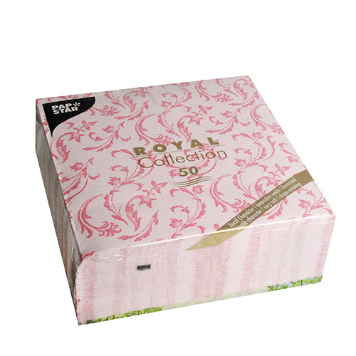 50 Servietten "ROYAL Collection" 1/4-Falz 40 cm x 40 cm fuchsia "Damascato"