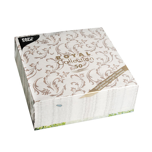 50 Servietten "ROYAL Collection" 1/4-Falz 40 cm x 40 cm braun "Damascato"