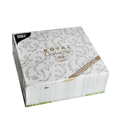 50 Servietten "ROYAL Collection" 1/4-Falz 40 cm x 40 cm grau "Damascato"