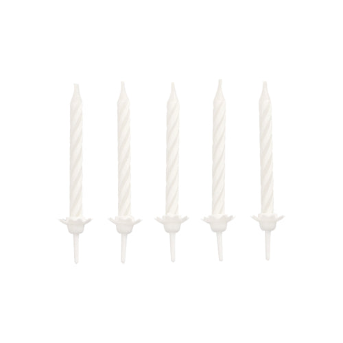24 Geburtstagskerzen mit Halter 6 cm weiss