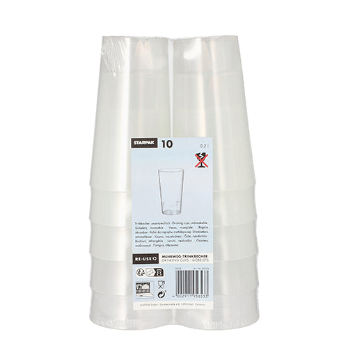 10 Mehrweg-Trinkbecher 0,2 l Ø 6,5 cm · 11,4 cm transluzent unzerbrechlich