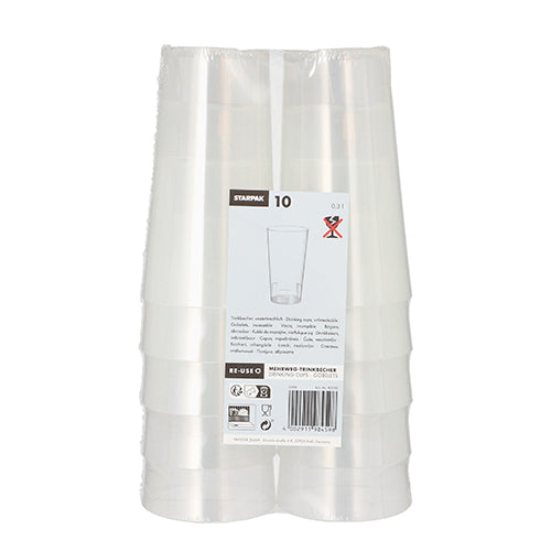 10 Mehrweg-Trinkbecher 0,3 l Ø 7 cm · 13 cm transluzent unzerbrechlich