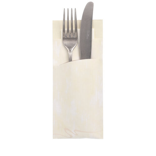 520 Bestecktaschen 20 cm x 8,5 cm creme inkl. weißer Serviette