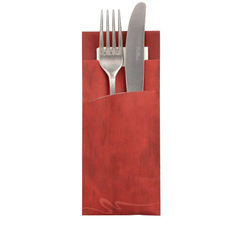 520 Bestecktaschen 20 cm x 8,5 cm bordeaux inkl. weißer Serviette