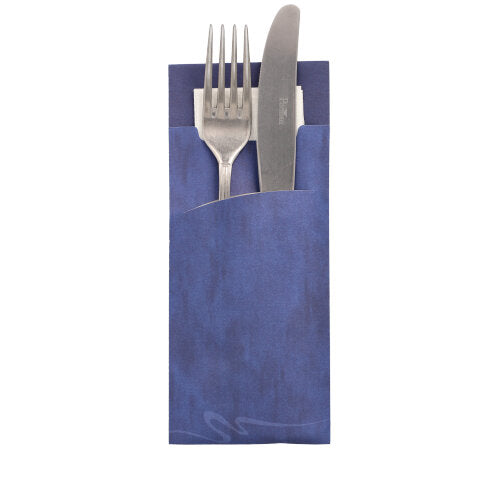 520 Bestecktaschen 20 cm x 8,5 cm blau inkl. weißer Serviette