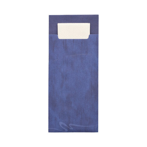520 Bestecktaschen 20 cm x 8,5 cm blau inkl. weißer Serviette