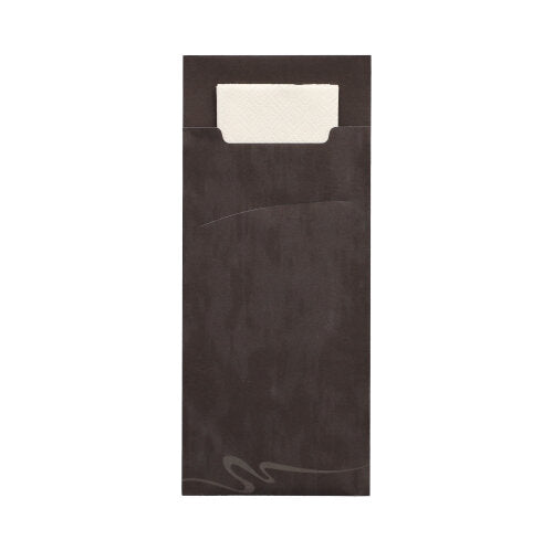 520 Bestecktaschen 20 cm x 8,5 cm schwarz inkl. weißer Serviette