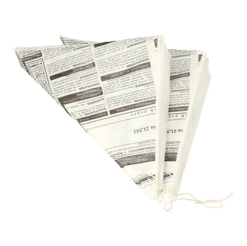 1000 Spitztüten, Pergament-Ersatz 32,5 cm x 23 cm x 23 cm "Newsprint" Füllinhalt 250 g, fettdicht